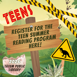 Jungle graphic with the words "TEENS - Register for the teen summer reading program here!"